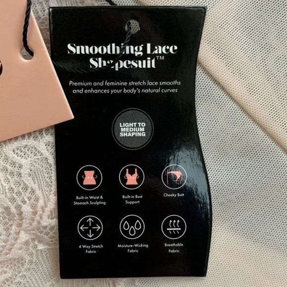 NWT New pinsy Smoothing Lace Shapesuit Whisper Pink XL - Picture 4 of 8